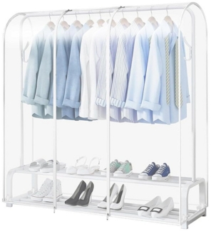 QUBEBU Kleiderständer Transparente Kleiderständer-Abdeckung, Abdeckung Kleiderstange, (mit 2 haltbaren Reißverschlüssen, wasserdichter Schutz für Kleidung, Schutzhülle Kleiderstange für Staub Feuchtigkeitsfest)