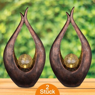 Solarleuchte Garten Deko 2er Set Solarlampe Außen Außenleuchte Solar Bronzeoptik