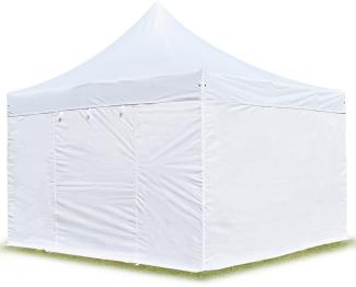 4x4 m Faltpavillon, PROFESSIONAL Alu 40mm, feuersicher, Seitenteile ohne Fenster, weiß