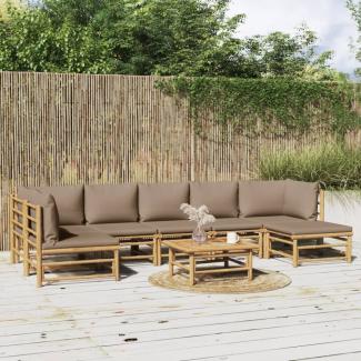 vidaXL 8-tlg. Garten-Lounge-Set mit Kissen Taupe Bambus 3155142