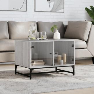 vidaXL Couchtisch mit Glastüren Grau Sonoma 68,5x50x50 cm 836544