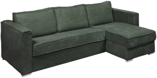 Vente-unique - Eckschlafsofa mit Matratze - Ecke wechselbar - Cord - Grün - Liegefläche mit Lattenrost mit breiten Latten 140 cm - Matratze 14 cm - LORETO