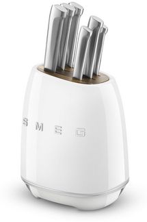 Smeg Messerblock bestückt mit 6 Küchenmessern Weiß KBSF02WH