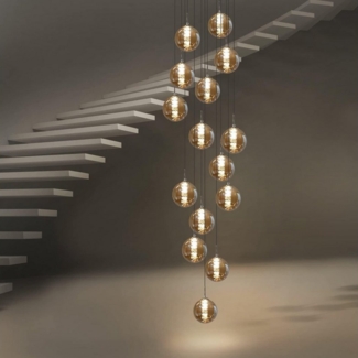 Nettlife Pendelleuchte G9 Pendelleuchte 3-flammig Bernstein/Grau Glas, Höheverstellbar, LED wechselbar, Warmweiß, für Küchen Wohnzimmer Schlafzimmer Flur