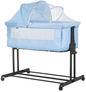 Chipolino Beistellbett 2 in 1 Zen Laufstall Moskitonetz Matratze Räder Bremse blau