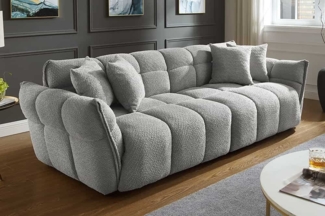 riess-ambiente 3-Sitzer CLOUD 260cm grau · XXL Couch mit Boucléstoff-Bezug und 4 Zierkissen, Einzelartikel 1 Teile, Bigsofa mit Federkern · Nosagunterfederung · Modern Design