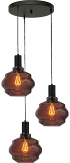 Pendelleuchte Porto 3-flammig Glas Rot-Transparent Ø45cm