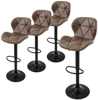 ML-DESIGN Barhocker Gepolsterter Barstuhl mit Rückenlehne und Fußstütze, 360° drehbar (4 St), Bistrohocker aus Kunstleder, Braun, Drehstuhl Hocker Tresenhocker