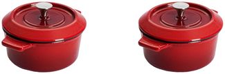 Woll Iron Set aus 2 Mini Kasserollen Chili Red Ø 10 cm 5 cm hoch 0,3 L