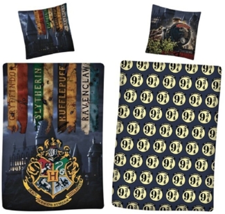 Harry Potter Bettwäsche-Set Decke & Kissenbezug 140x200 + 63x63 cm aus Microfaser