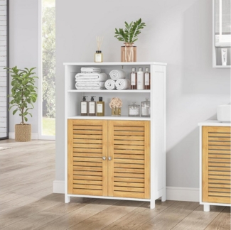 MSMASK Badkommode Badezimmerschrank, mit 2 offene Fächer, 60 x 30 x 100cm, Weiß