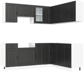 vidaXL 11-tlg. Küchenschrank-Set Porto Schwarz Holzwerkstoff 3314962