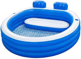 Bestway Family Pool mit Sitzbank und Getränkehalter Splash Paradise 231x219x79cm