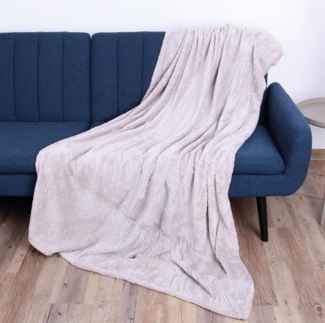 Kuscheldecke Flanell Decke 150x200cm ( Silber ) Flauschige Struktur Wohndecke für Sofa, Couch und Bett, Tagesdecke OEKO-TEX - Sofaüberwurf