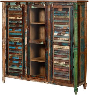 Highboard Altholz 155 x 45 x 150 mehrfarbig lackiert FABLE #37