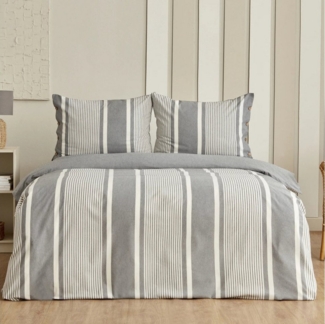 Karaca Bettwäsche Fennel Doppelbett-Bettwäsche-Set mit Färbetechnologie in Anthrazit