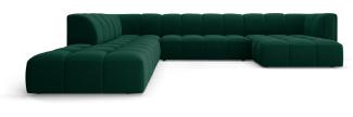 Micadoni Modulares Panorama Ecksofa Serena 7-Sitzer Samtstoff, Flaschengrün, Links