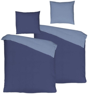 JACK Wendebettwäsche JACK by Mistral 4 tlg. Perkal Wende Bettwäsche Uni Hellblau Dunkelblau, Perkal, 4 teilig, wunderschöne 4-teilige Partner Wende Bettwäsche