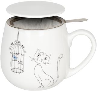 Könitz Becher mit Sieb und Deckel 420 ml Tea for you - CATS AND BIRDS / Teebecher