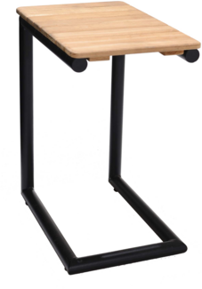 PORTALS Beistelltisch 30x46, Gestell: Alu Batman Black, Tischplatte: Teakholz FSC 100%