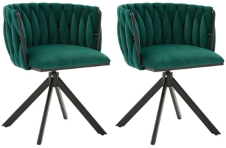 KLAM HOME Esszimmerstuhl Hochwertiger Samt-Drehsessel mit robustem Metallfuß (Flüssige 180° Rotation & optimaler Lendenwirbelstütze, 2 st), Ideal für stilvolles Wohnambiente und ergonomische Arbeitsplätze