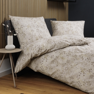 Janine Soft Cotton Bettwäsche Cortina 71003-7 Natur Blätter 135x200
