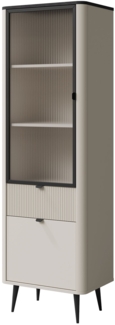 Vitrine Rotevio 1S1D1W RE03 (Farbe: Cashmere / Cashmere + Steingrau)