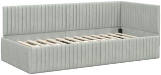 vidaXL Eckbettgestell mit Kopfteil Hellgrau 90 cm x 190 cm Stoff 42016256