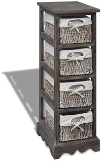 vidaXL Korbregal Holz mit 4 Körben Braun 240800