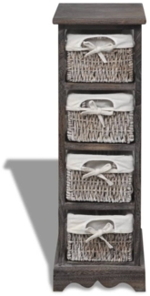 vidaXL Korbregal Holz mit 4 Körben Braun 240800