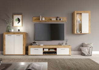 INOSIGN Wohnwand Aosta, 4-tlg, best. aus: Highboard, Lowboard, Wandboard & Vitrine, (4-St), Wohnwand, Kombination, Anbauwand, Möbel Set, Schrankwand, Möbel Kombi