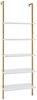 COSTWAY Leiterregal 5 Ebene Bücherregal, mit goldenem Metallrahmen, 180cm