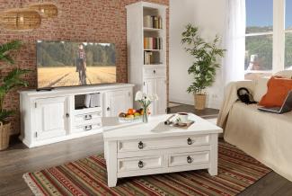 Landhaus Couchtisch weiß - Shabby Chic - Pinie Massivholz