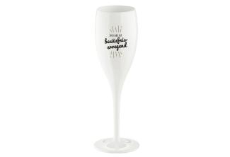 Koziol Superglas Cheers No. 1 Die Lage Ist Besäufniserregend, Sektglas, Champagnerglas, Kunststoff, Cotton White, 100 ml, 4045525