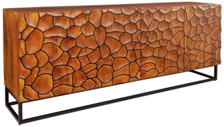 riess-ambiente Sideboard VULCANO 180cm braun / schwarz (Einzelartikel, 1 St), Wohnzimmer · Massivholz · Metall · Anrichte · 3D-Front · Modern Design