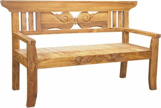 Gartenbank MAREN 3-Sitzer - 163,5cm Breit, Teak, Hellbraun | Terrassenbank Wetterfest Sitzbank Outdoor Bank