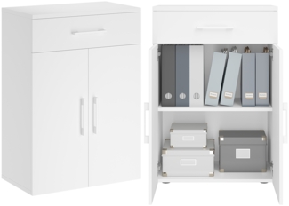 Bellamio 'Apol' Mehrzweckschrank, weiß, 88x33x60 cm, Aktenschrank mit 2 Türen und 1 Schublade