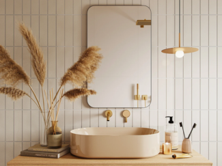 Vente-unique - Badezimmerspiegel rechteckig - 80 x 50 cm - Schwarzer Umriss - DEMETRIA