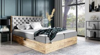 Boxspringbett Schlafzimmerbett DIONA 160x200 cm Stoff Grau inkl. Bettkasten