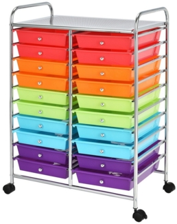COSTWAY Rollwagen mit Schubladen Rollcontainer Badrollwagen Badtrolley Badregal mit 20 stapelbaren Schubladen Metallgestell Beistellwagen (Bunt)