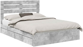 vidaXL Aufbewahrungsbett Beton Grau 150x200 cm Holzwerkstoff 3411561