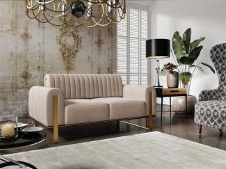 Sofa Designersofa VALERIE 2-Sitzer in Stoff Elisa Velvet Beige