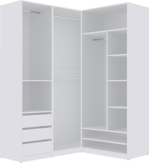 Marmex Möbel Garderobenschrank TRES SET P/B Eckgarderobe Kleiderschrank Modulschrank 160 / 141 (3-St) 4 Kleiderstangen, offener Eckkleiderschrank, 3 Schubladen