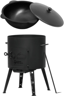 Ø36 Uchag 2mm stahl Utschak Campingofen 10L Kazan Rund Kasan Feuerstelle Feldküche Außenküche Eintopfofen Gulaschkanone