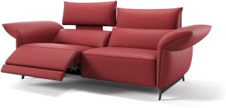 Sofanella Leder 3-Sitzer Einzelsofa CUNEO Ledersofa in Rot M: 260 Breite x 101 Tiefe