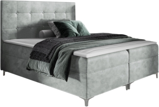 Boxspringbett 'Sokore', grau, 160x200 cm