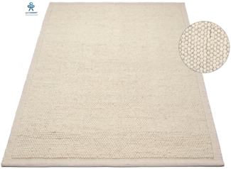 my home Wollteppich Wolly Rahmen, handgewebt, Wolle, rechteckig, Höhe: 14 mm, einfarbig, Teppich, Wohnzimmer, Schlafzimmer, Esszimmer