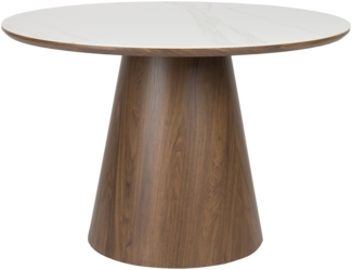 Esstisch Tisch ALMIRA rund Ø 115 cm Walnussfurnier Platte Marmoroptik
