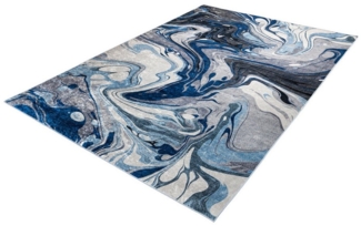 riess-ambiente Designteppich ART RUGS 350x240 cm grau blau · Kurzflor-Teppich im modernen Design, rechteckig, Höhe: 8 mm, XXL · Wohnzimmer · Fußbodenheizung-geeignet · Indoor · Grafikmuster