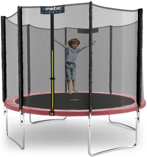 KINETIC SPORTS Trampolin Outdoor SALTO - Kindertrampolin Gartentrampolin Set mit Leiter, Netz, Randpolster, USA Sprungtuch, bis zu 160kg, Pink-4, Ø 305 cm